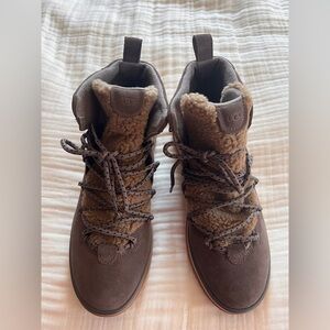 New UGG Women's Lakesider Heritage Mid Sneaker suede boots grey/brown size 12